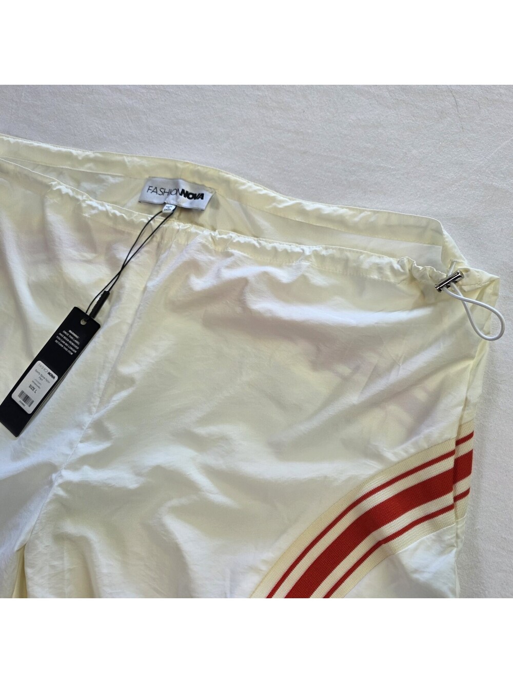 Fashion NOVA Sporty Spice Nylon Pant - Red Stripe White/combo Large - Picture 11 of 11